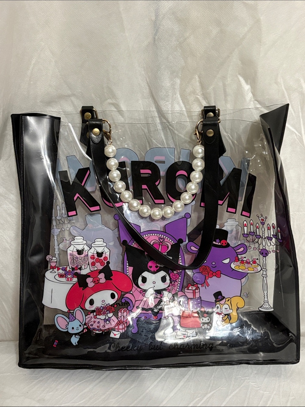 Sanrio Kuromi Pearl-Handle Tote Bag